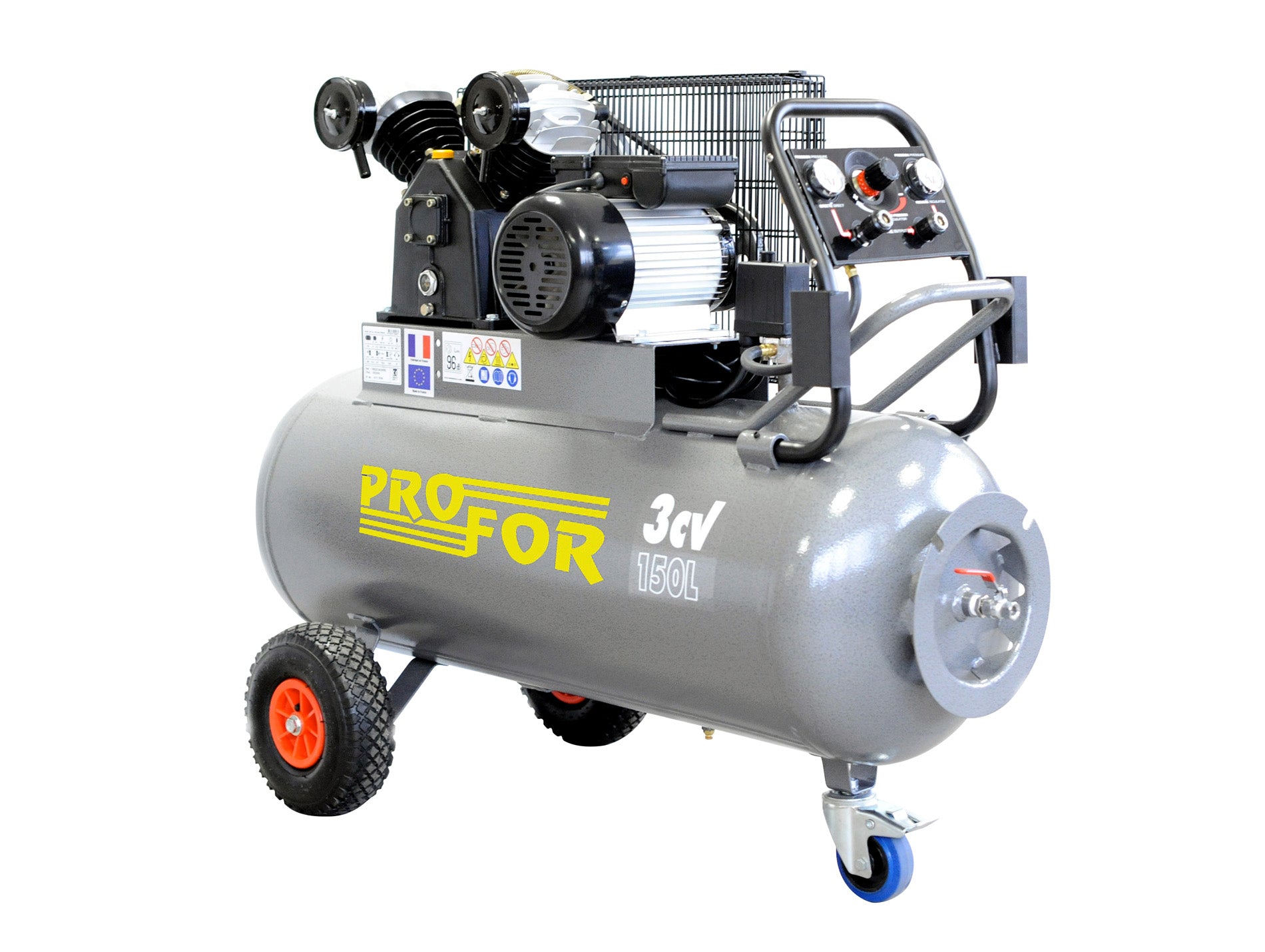 Compresseur à courroie bicylindre monophasé PROFOR 150L 3 cv